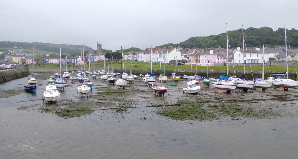 Aberaeron Harbour filled with both commercial and pleasure boats