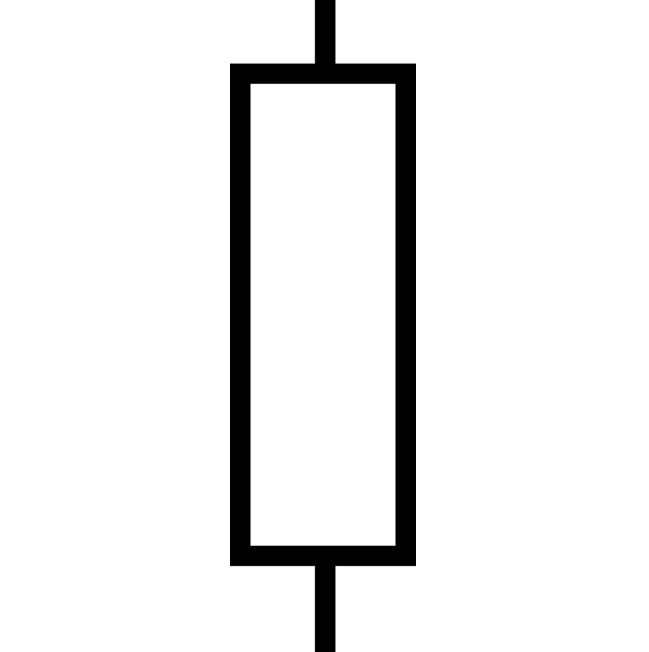 A rectangle with wire passing in and out of the shorter sides.