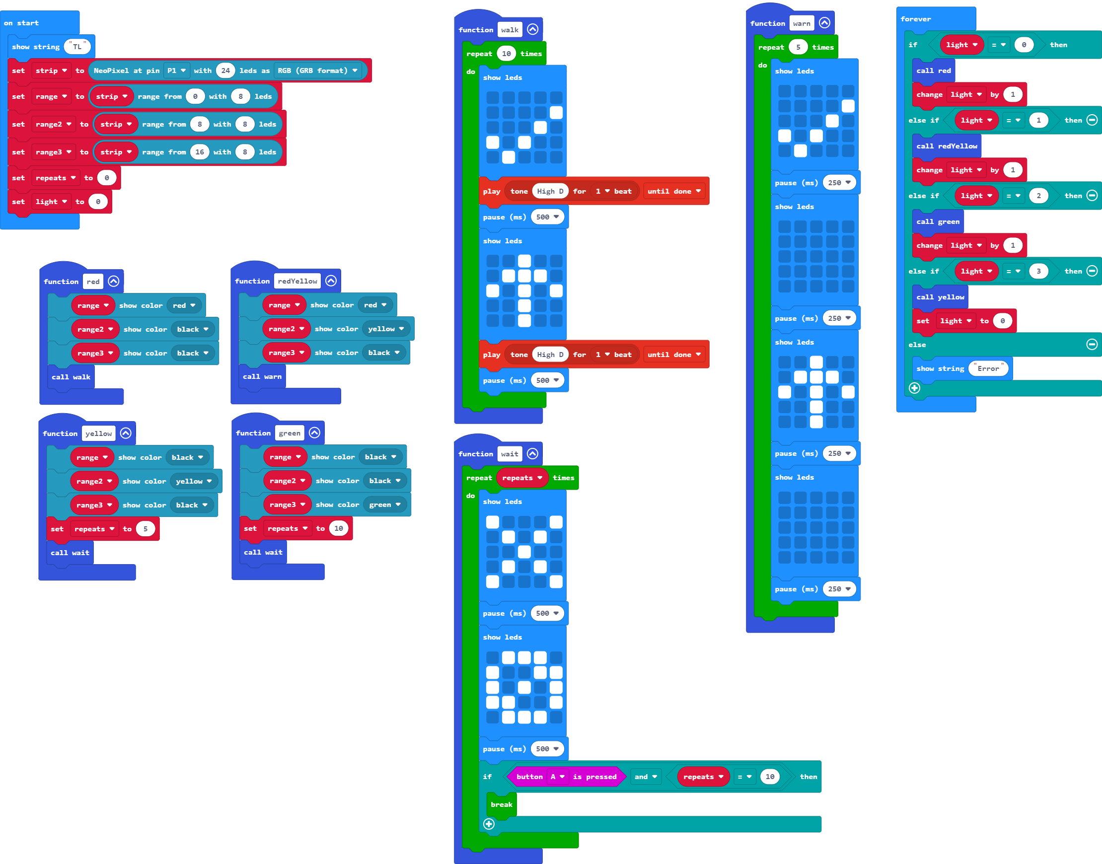 There is now a 'play tone High D for 1 beat until done' block after each of the images in the walk function.