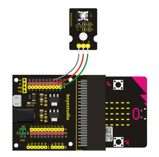A wiring diagram showing where the wires connect between the component and the breakout board.