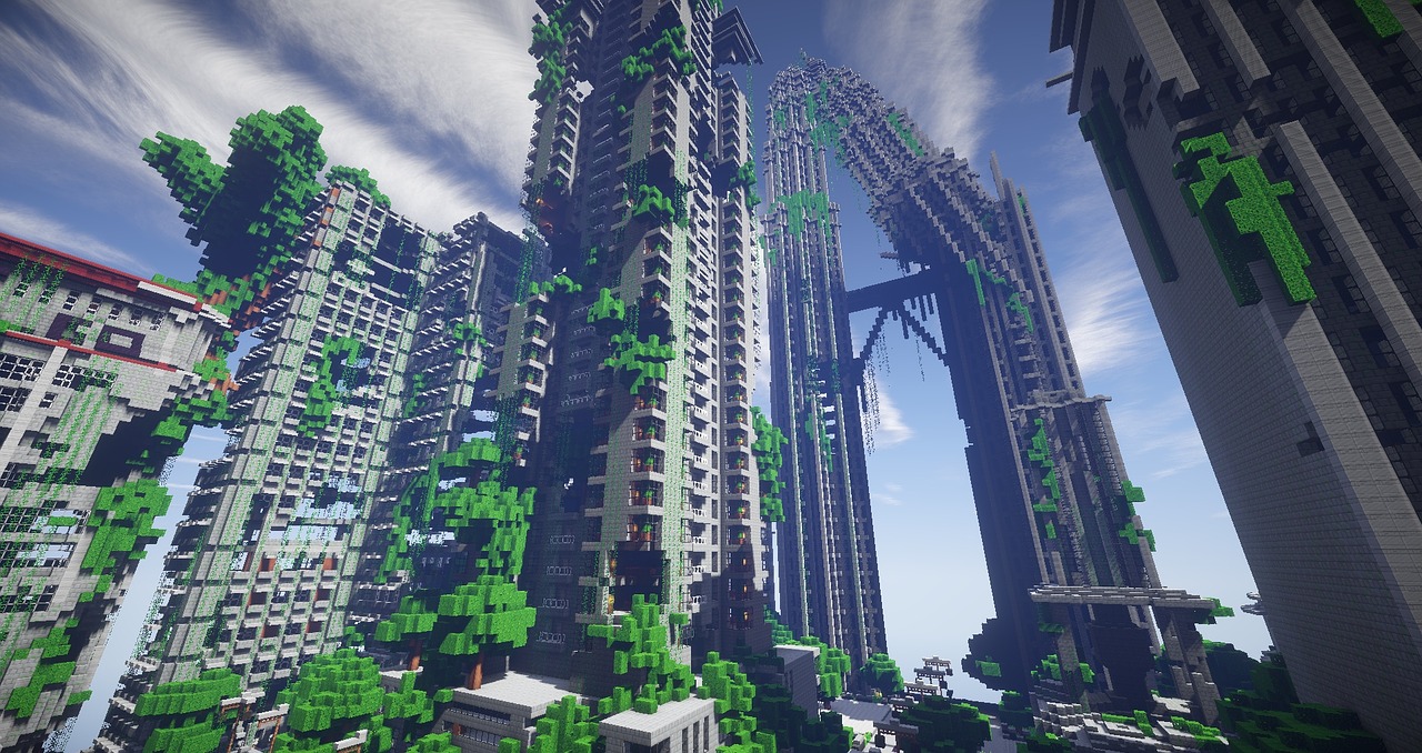 Adeiladu adfeilion nendyrau yn Minecraft