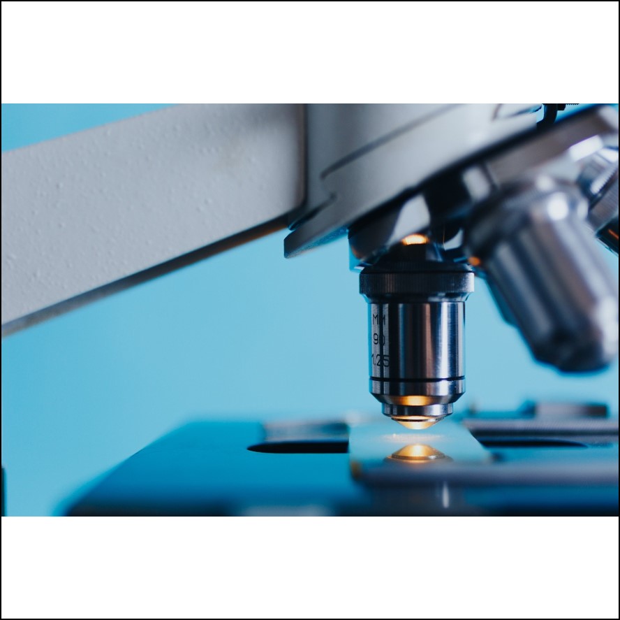 close-up of the lens array on a microscope