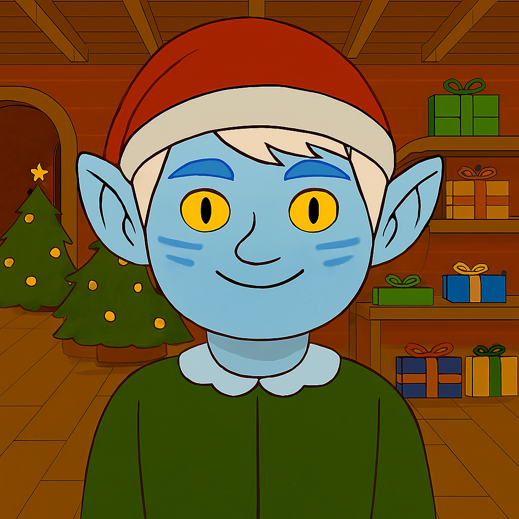 Corrach â phatrwm gwrido streipïog ar eu boch, croen glas golau, llygaid melyn, gwallt gwyn, ac aeliau glas