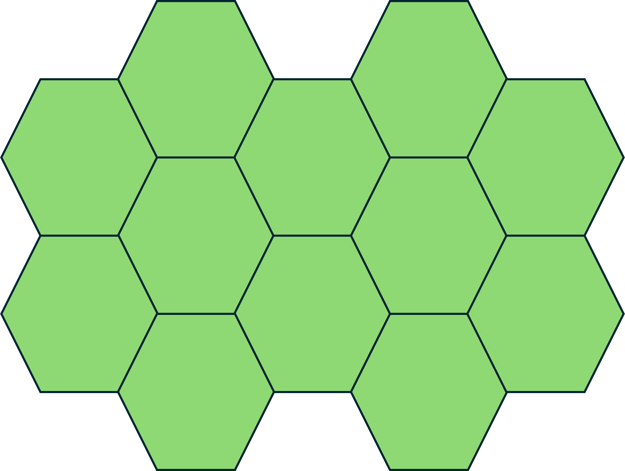 Torri'r toes yn grid o hecsagonau