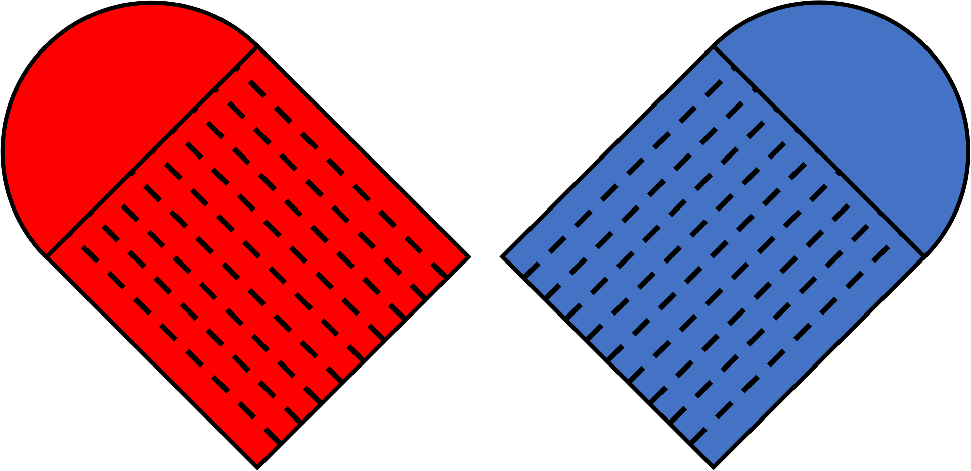 these two templates are made up of a square with a semi-circle attached along the full length of one edge. There is a solid line marking this joining edge. The square is then broken down in 10 columns from the joining edge line to the opposite side of the square with dashed lines.
